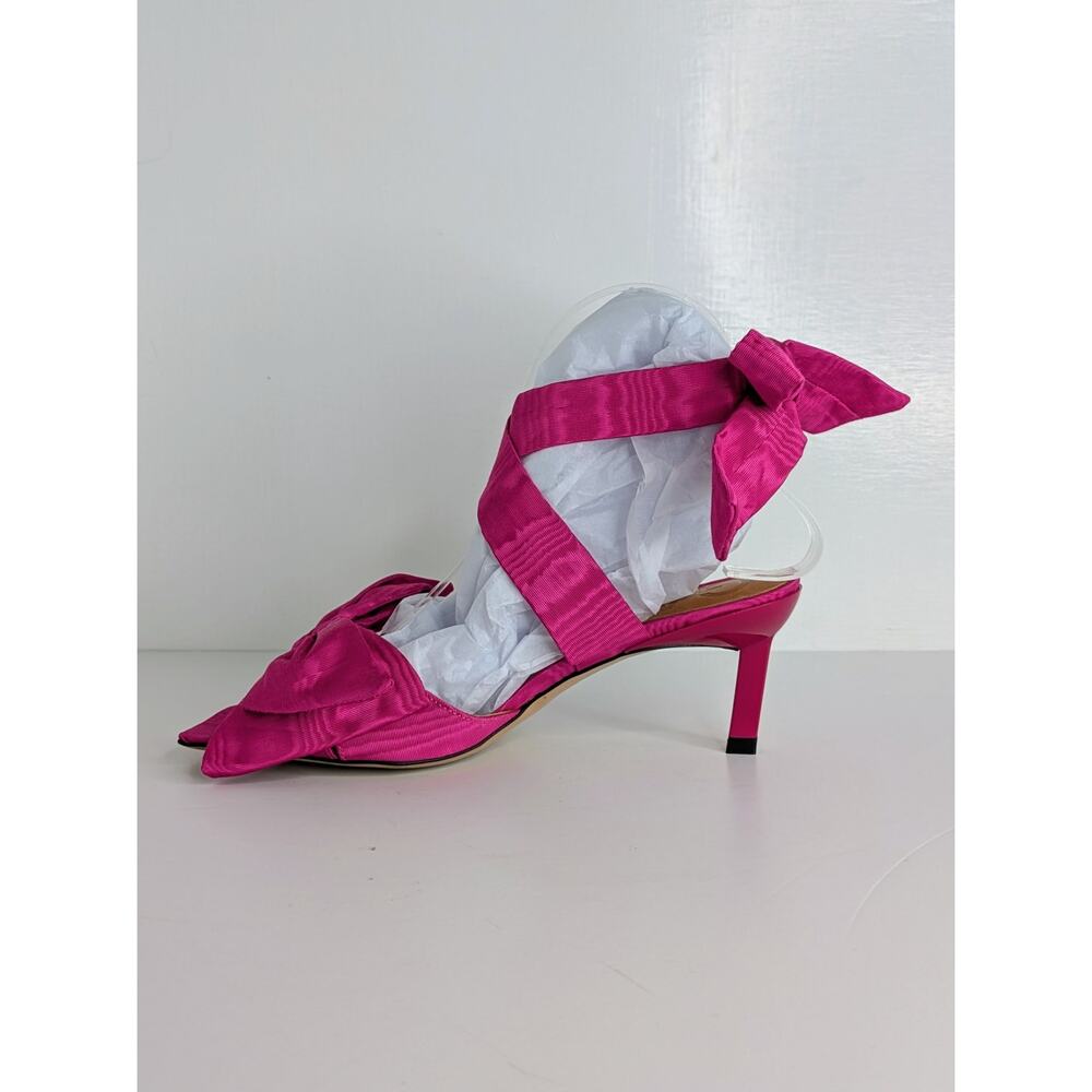 Ganni Bow Ankle Tie Heels 38 Hot Pink Open Toe Strappy Kitten Heel Party 7.5-8 - Picture 6 of 16